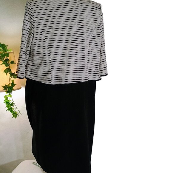 EUC: Maya Brooke Sze 16W Black & White Jacket Dress - Picture 2 of 8